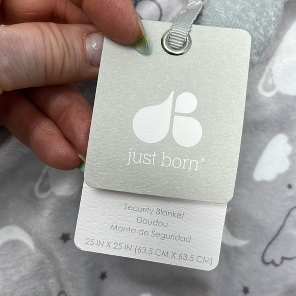 Just Born Elephant Security Blanket Lovey Gray Clouds 25” NWT - Picture 10 of 12